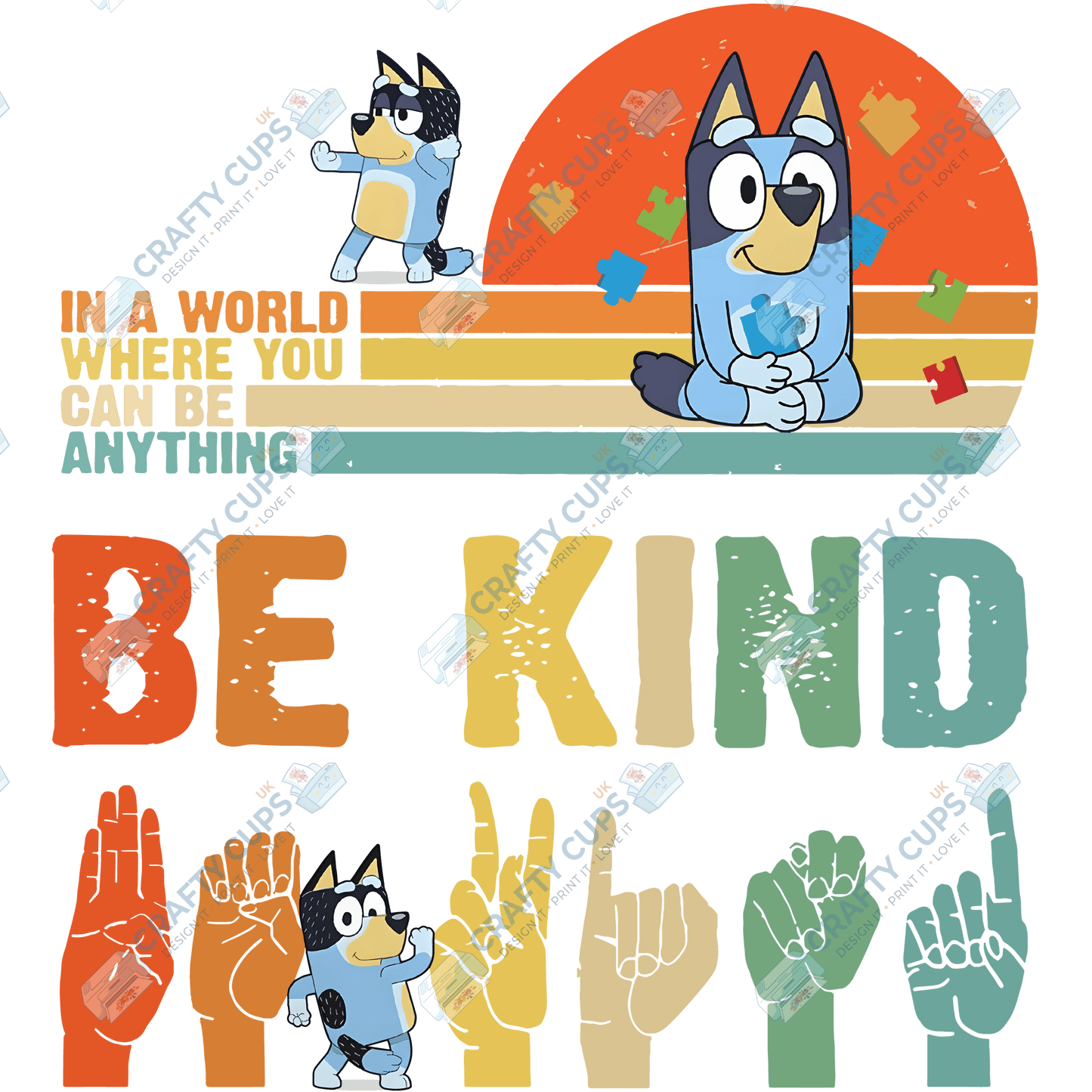 Cartoon Autism Awareness DTF Transfers – Colorful Puzzle Piece Prints for Shirts, Hoodies & Gifts