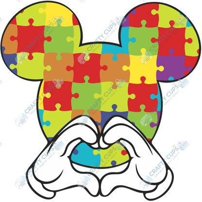 Cartoon Autism Awareness DTF Transfers – Colorful Puzzle Piece Prints for Shirts, Hoodies & Gifts