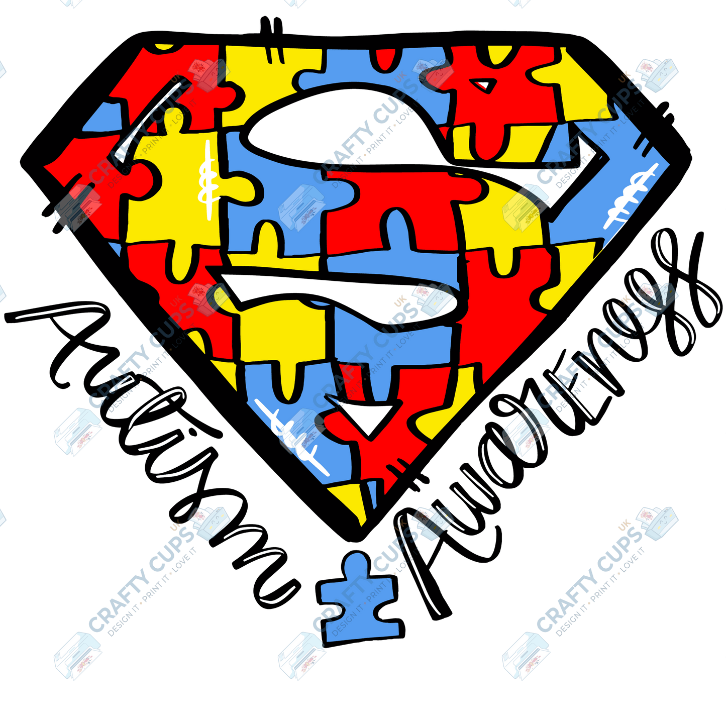 Cartoon Autism Awareness DTF Transfers – Colorful Puzzle Piece Prints for Shirts, Hoodies & Gifts