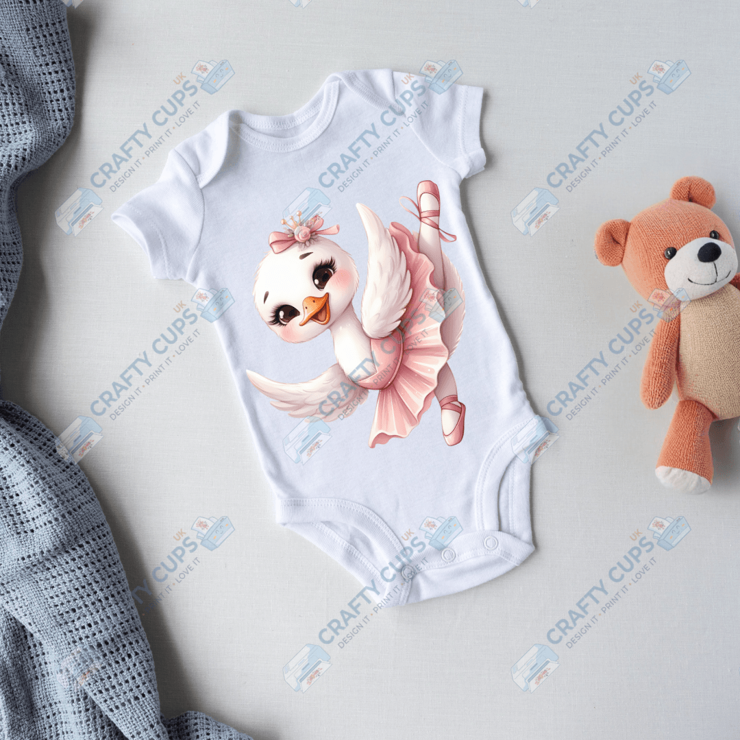 Ballerina Swan DTF Transfers – Elegant Dance Designs for Kids (4"–10")