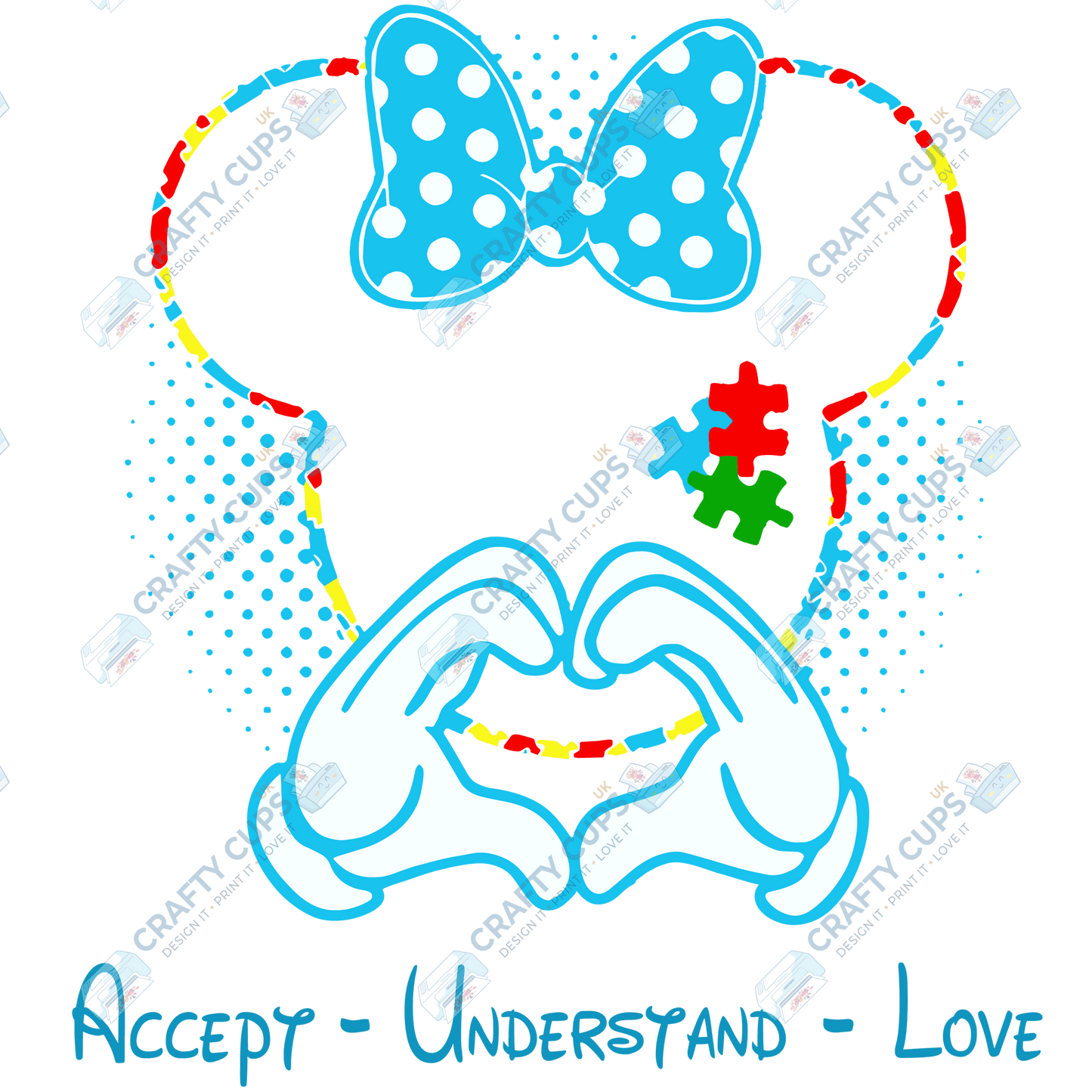 Cartoon Autism Awareness DTF Transfers – Colorful Puzzle Piece Prints for Shirts, Hoodies & Gifts