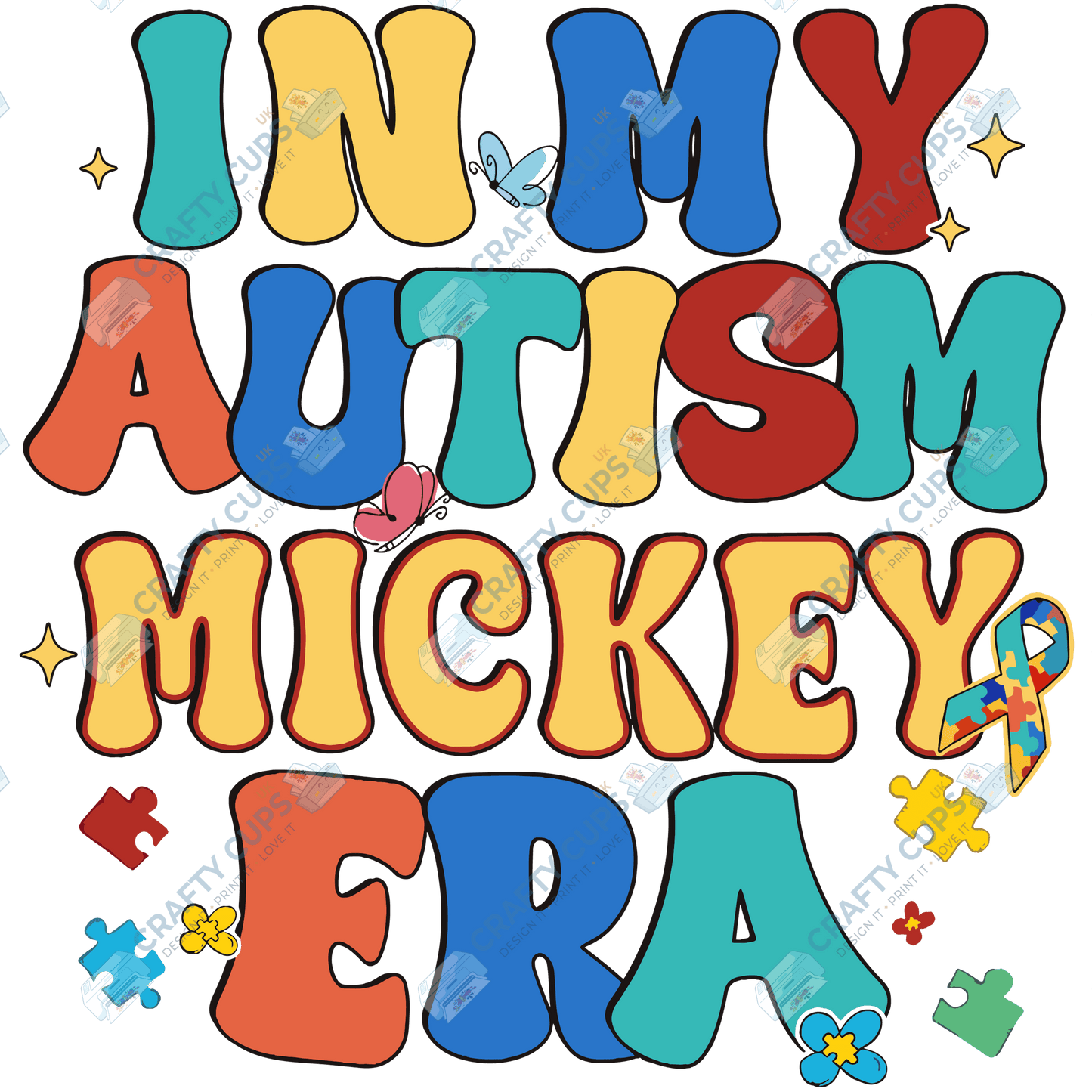 Cartoon Autism Awareness DTF Transfers – Colorful Puzzle Piece Prints for Shirts, Hoodies & Gifts