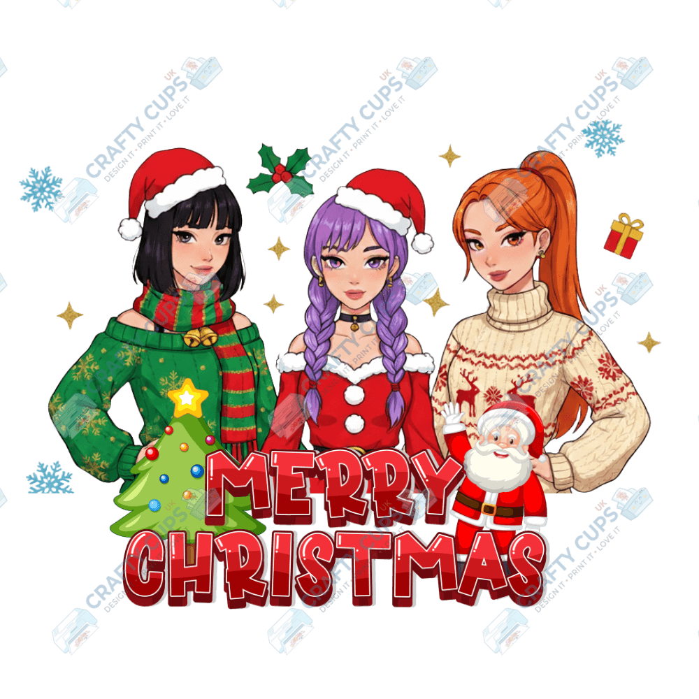 Christmas Demon Hunters DTF Transfer – Festive Anime Style, Various Sizes & Designs, Heat Press Ready