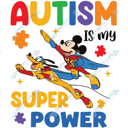 Cartoon Autism Awareness DTF Transfers – Colorful Puzzle Piece Prints for Shirts, Hoodies & Gifts