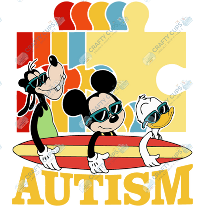 Cartoon Autism Awareness DTF Transfers – Colorful Puzzle Piece Prints for Shirts, Hoodies & Gifts