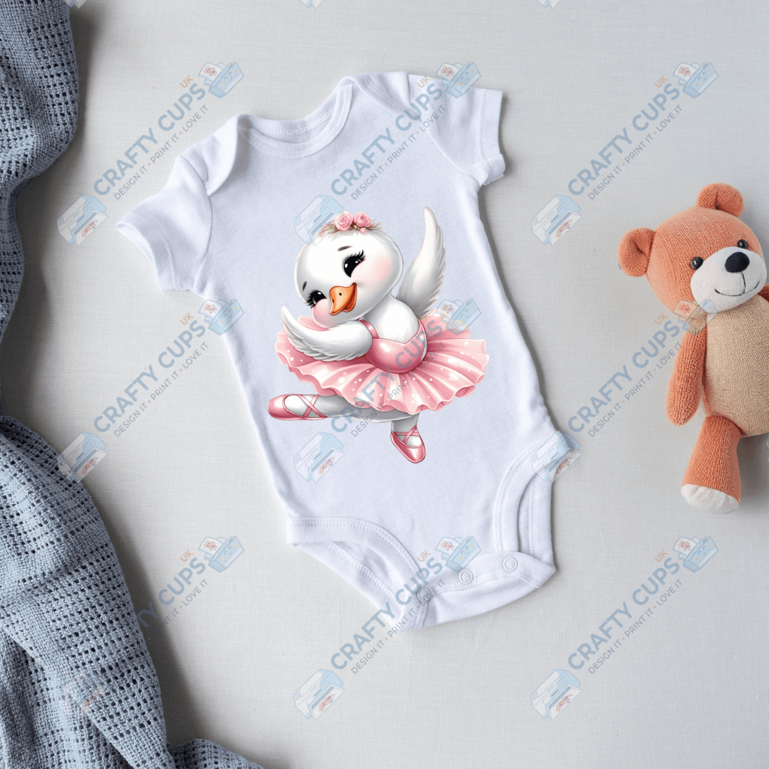 Ballerina Swan DTF Transfers – Elegant Dance Designs for Kids (4"–10")
