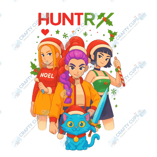 Christmas Demon Hunters DTF Transfer – Festive Anime Style (Part One of Four), Various Sizes & Designs, Heat Press Ready