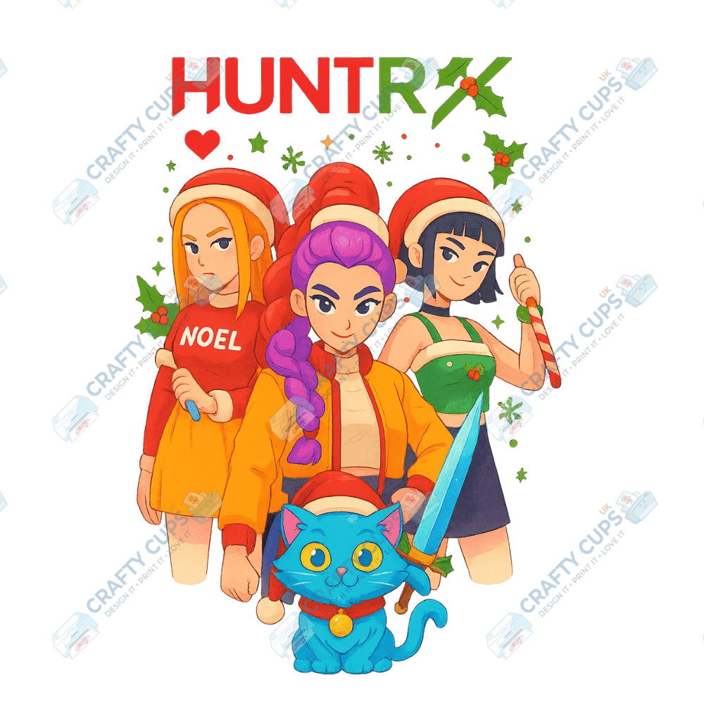 Christmas Demon Hunters DTF Transfer – Festive Anime Style, Various Sizes & Designs, Heat Press Ready