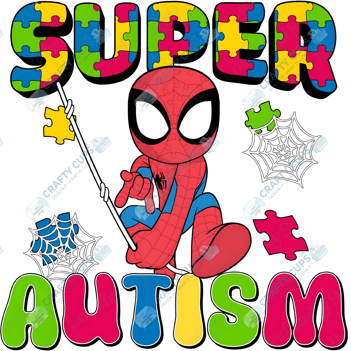 Cartoon Autism Awareness DTF Transfers – Colorful Puzzle Piece Prints for Shirts, Hoodies & Gifts