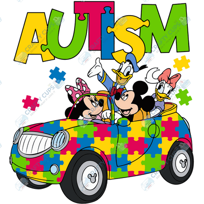 Cartoon Autism Awareness DTF Transfers – Colorful Puzzle Piece Prints for Shirts, Hoodies & Gifts