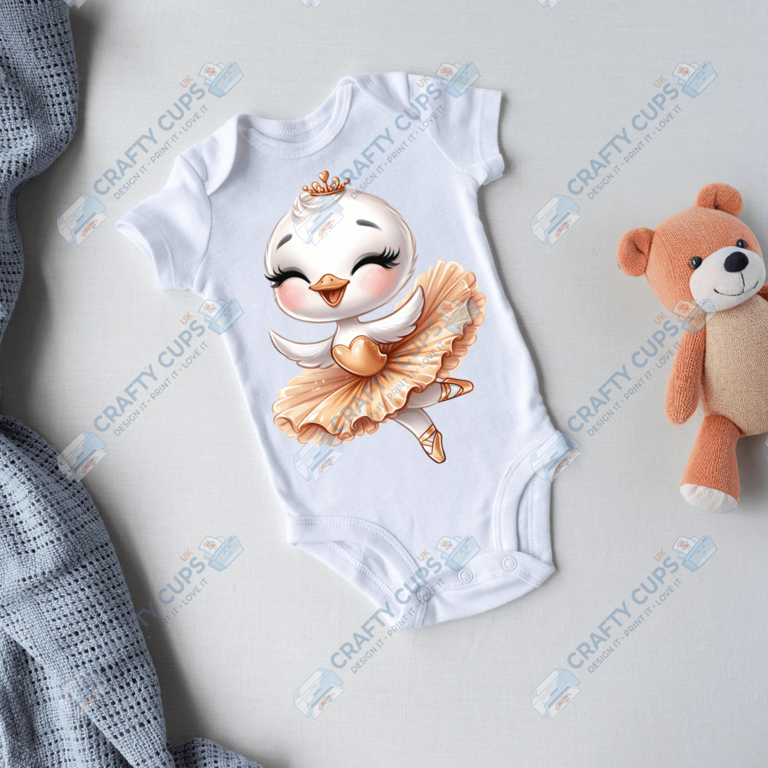 Ballerina Swan DTF Transfers – Elegant Dance Designs for Kids (4"–10")