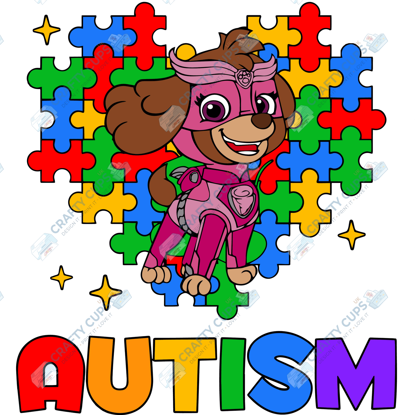Cartoon Autism Awareness DTF Transfers – Colorful Puzzle Piece Prints for Shirts, Hoodies & Gifts