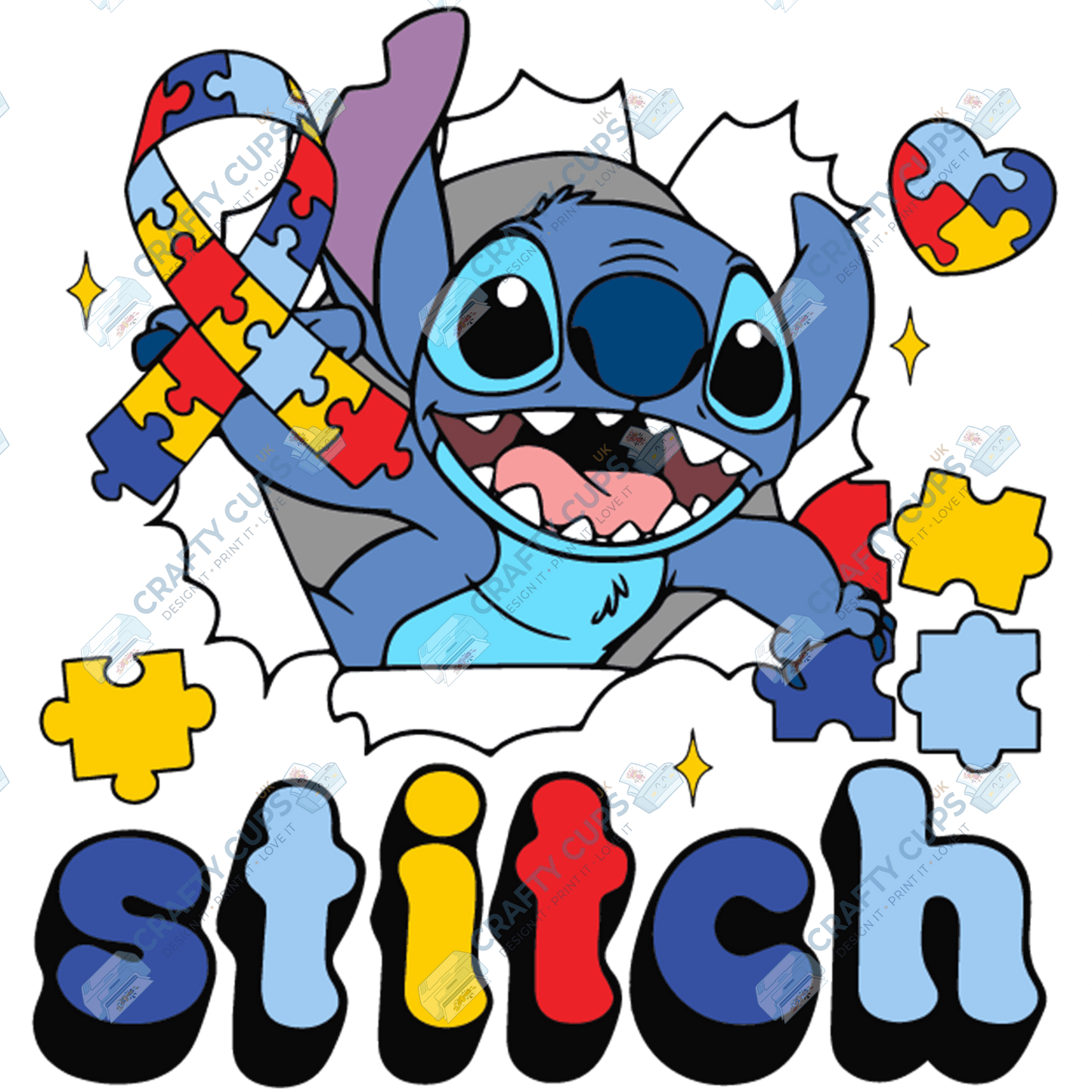 Cartoon Autism Awareness DTF Transfers – Colorful Puzzle Piece Prints for Shirts, Hoodies & Gifts