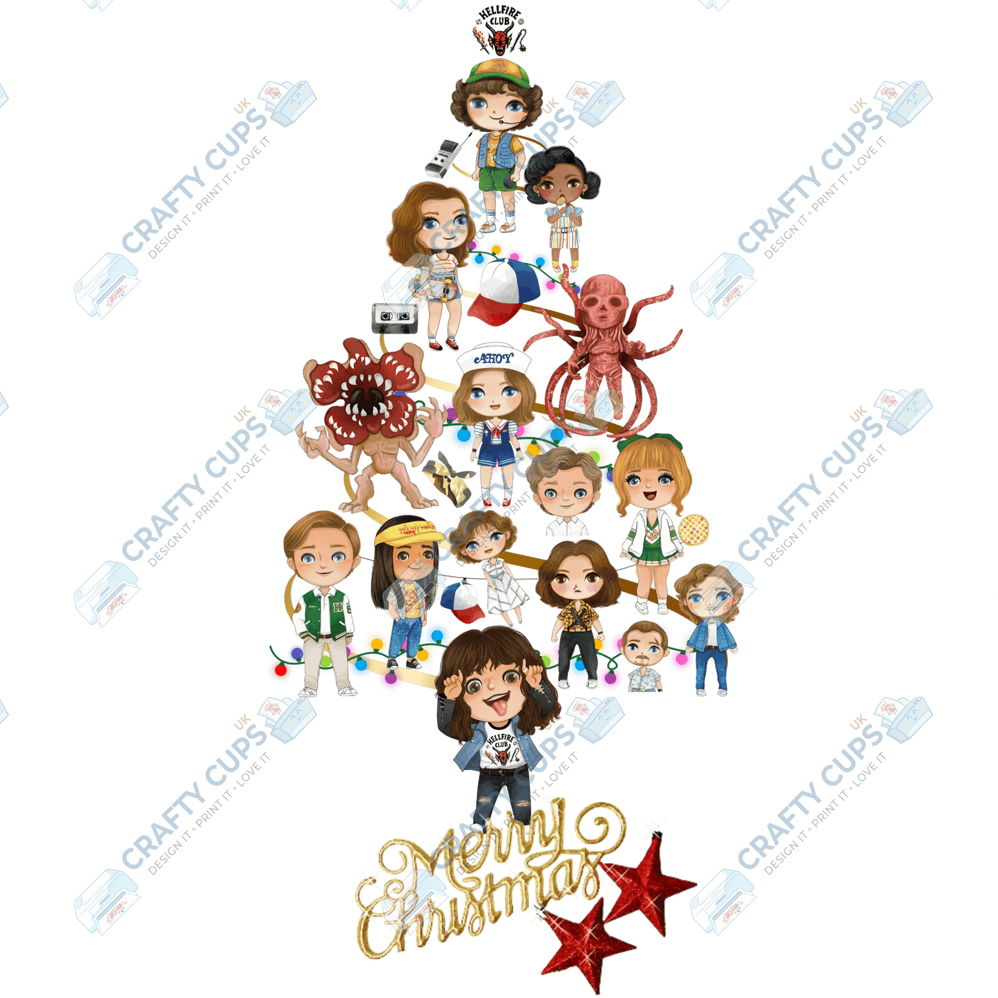 Christmas Tree DTF Transfers – Festive Character Designs (4"–10")