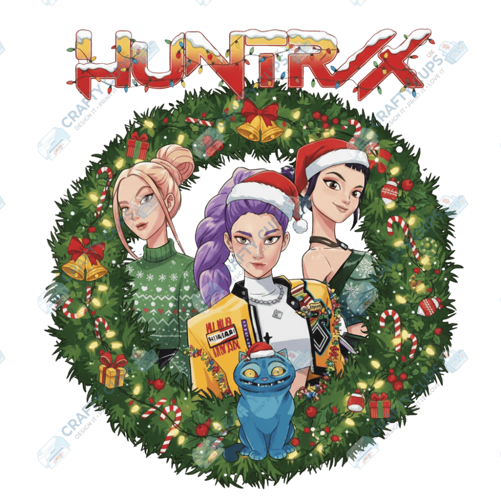 Christmas Demon Hunters DTF Transfer – Festive Anime Style, Various Sizes & Designs, Heat Press Ready