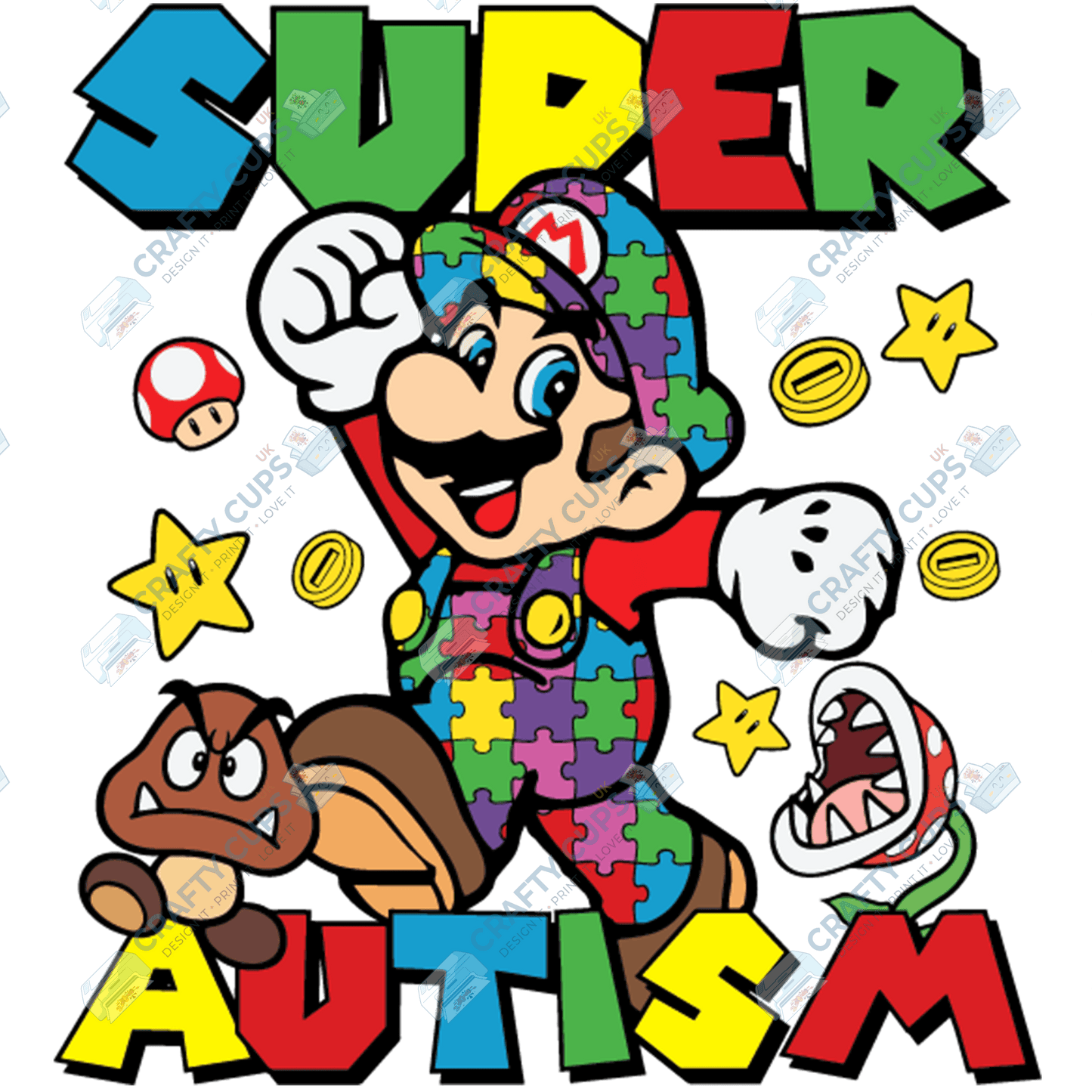 Cartoon Autism Awareness DTF Transfers – Colorful Puzzle Piece Prints for Shirts, Hoodies & Gifts