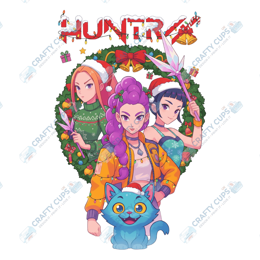 Christmas Demon Hunters DTF Transfer – Festive Anime Style, Various Sizes & Designs, Heat Press Ready