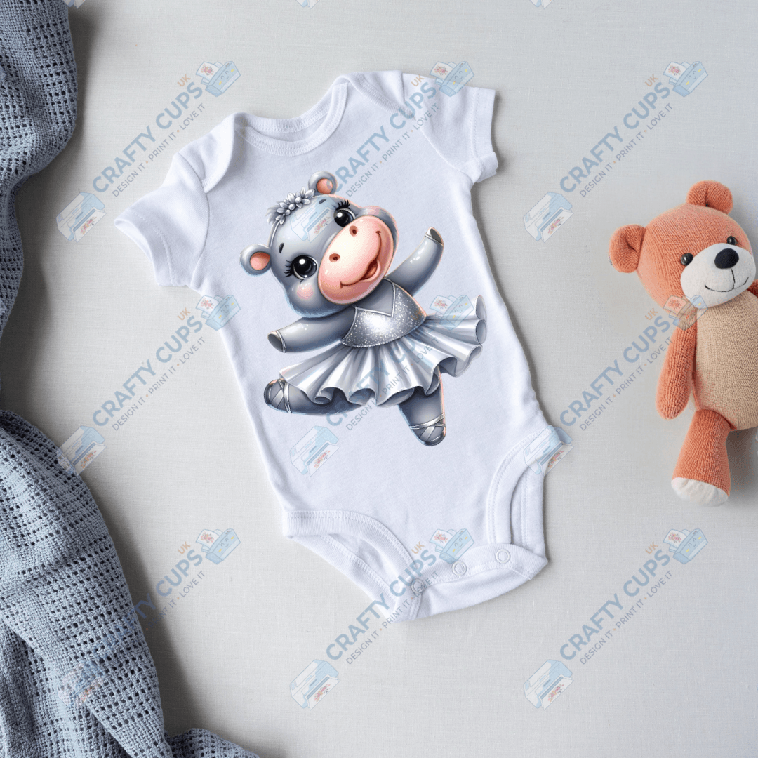 Ballerina Hippos DTF Transfers – Cute Dance Designs for Kids (4"–10")