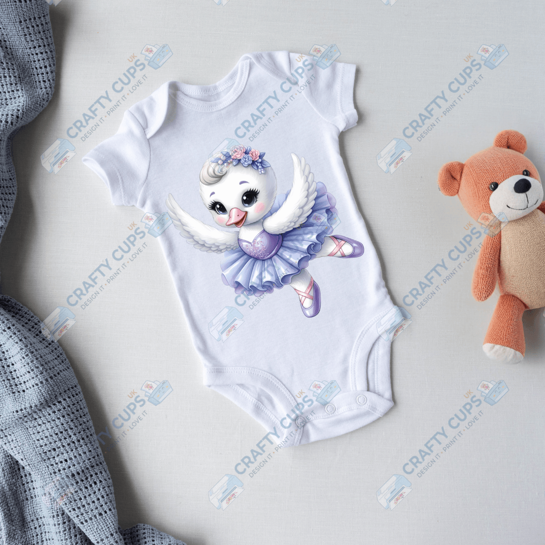 Ballerina Swan DTF Transfers – Elegant Dance Designs for Kids (4"–10")