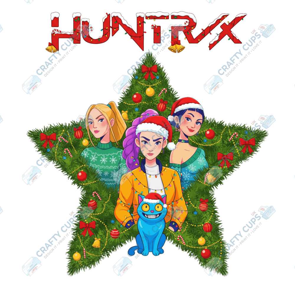 Christmas Demon Hunters DTF Transfer – Festive Anime Style, Various Sizes & Designs, Heat Press Ready