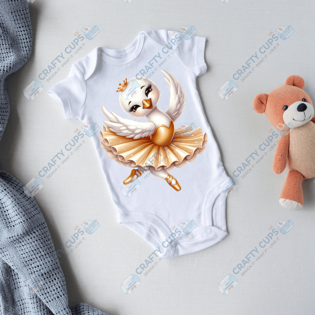 Ballerina Swan DTF Transfers – Elegant Dance Designs for Kids (4"–10")