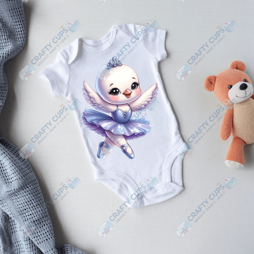 Ballerina Swan DTF Transfers – Elegant Dance Designs for Kids (4"–10")