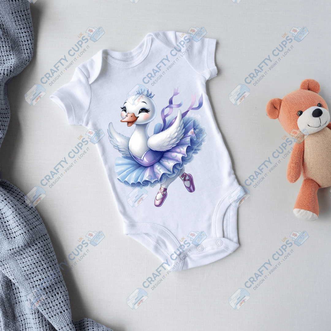 Ballerina Swan DTF Transfers – Elegant Dance Designs for Kids (4"–10")