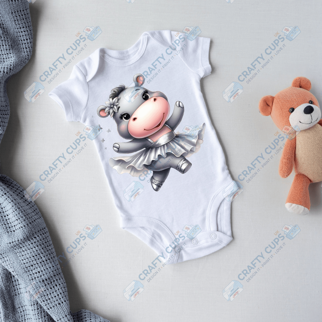 Ballerina Hippos DTF Transfers – Cute Dance Designs for Kids (4"–10")