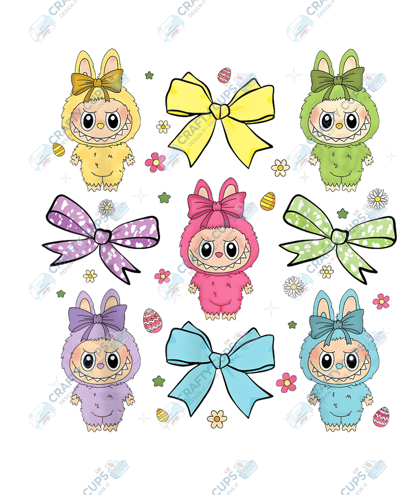 Chibi Monsters DTF Transfer – Cute Anime Style Various Sizes & Designs