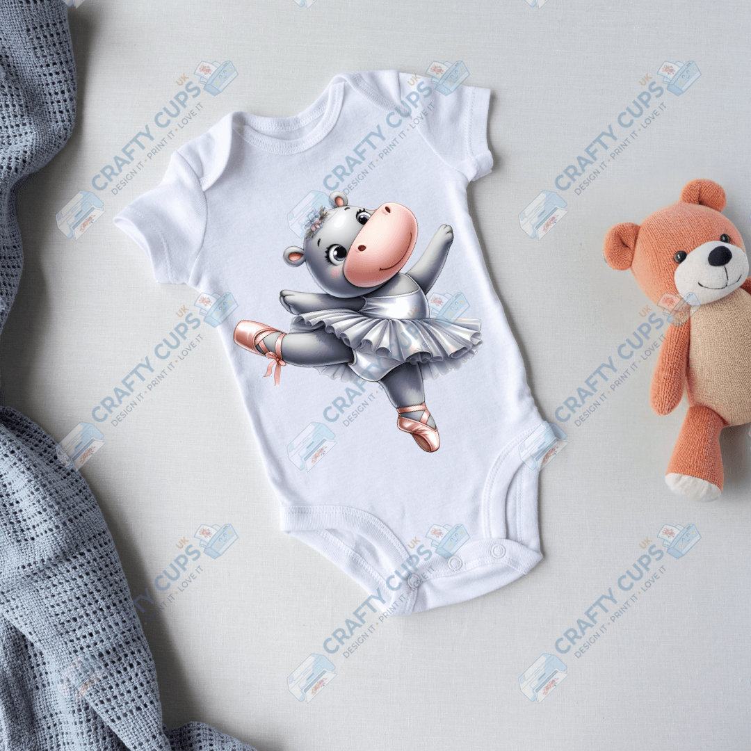 Ballerina Hippos DTF Transfers – Cute Dance Designs for Kids (4"–10")