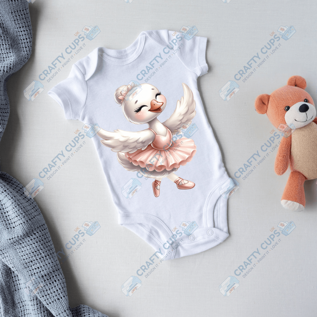 Ballerina Swan DTF Transfers – Elegant Dance Designs for Kids (4"–10")