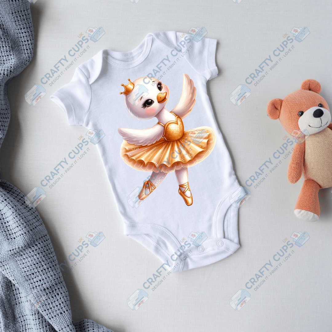 Ballerina Swan DTF Transfers – Elegant Dance Designs for Kids (4"–10")