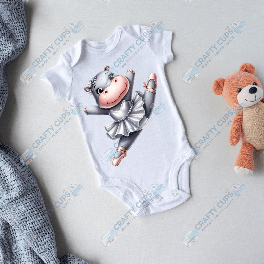 Ballerina Hippos DTF Transfers – Cute Dance Designs for Kids (4"–10")