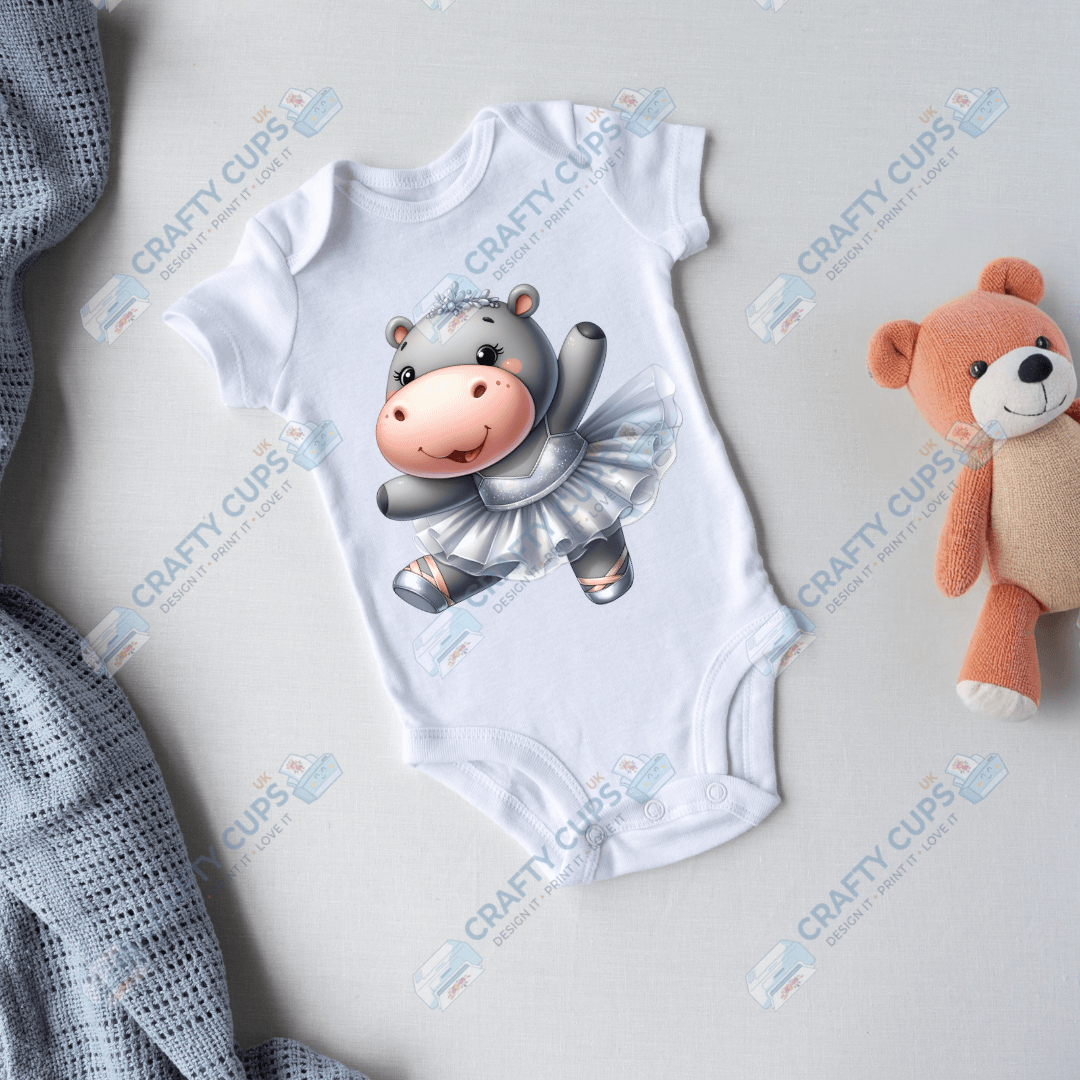 Ballerina Hippos DTF Transfers – Cute Dance Designs for Kids (4"–10")