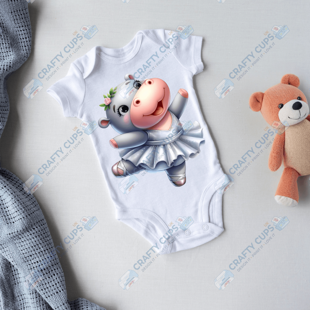 Ballerina Hippos DTF Transfers – Cute Dance Designs for Kids (4"–10")
