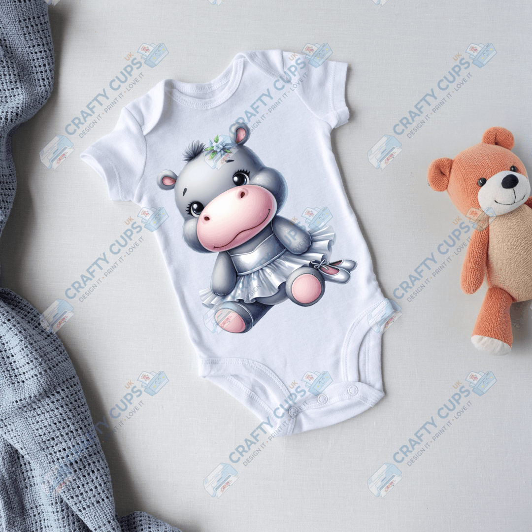 Ballerina Hippos DTF Transfers – Cute Dance Designs for Kids (4"–10")