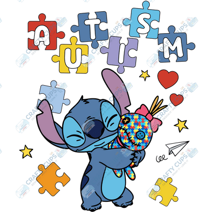 Cartoon Autism Awareness DTF Transfers – Colorful Puzzle Piece Prints for Shirts, Hoodies & Gifts