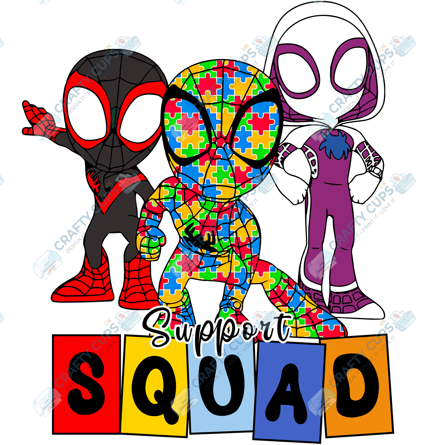 Cartoon Autism Awareness DTF Transfers – Colorful Puzzle Piece Prints for Shirts, Hoodies & Gifts