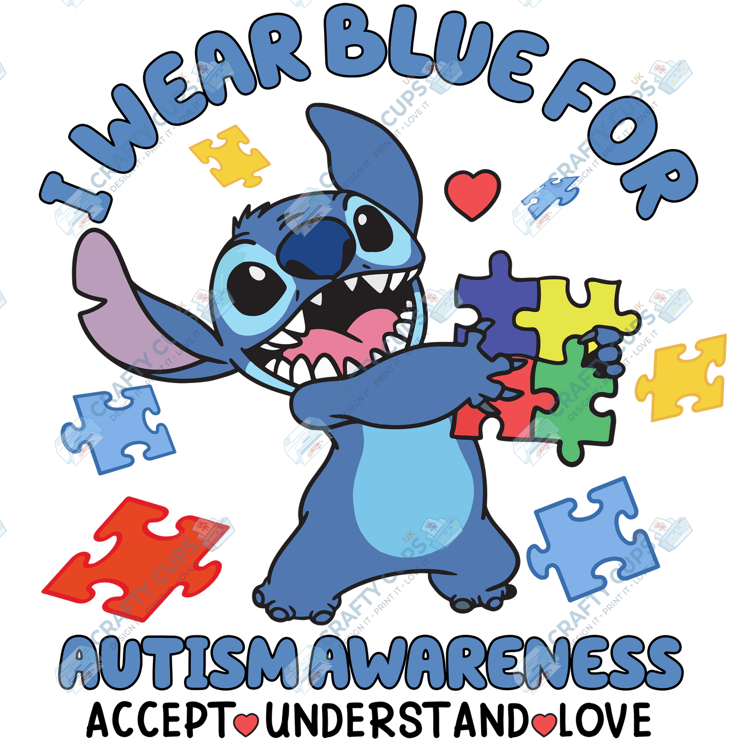 Cartoon Autism Awareness DTF Transfers – Colorful Puzzle Piece Prints for Shirts, Hoodies & Gifts