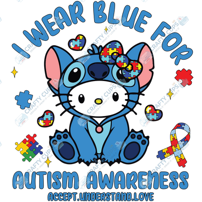 Cartoon Autism Awareness DTF Transfers – Colorful Puzzle Piece Prints for Shirts, Hoodies & Gifts