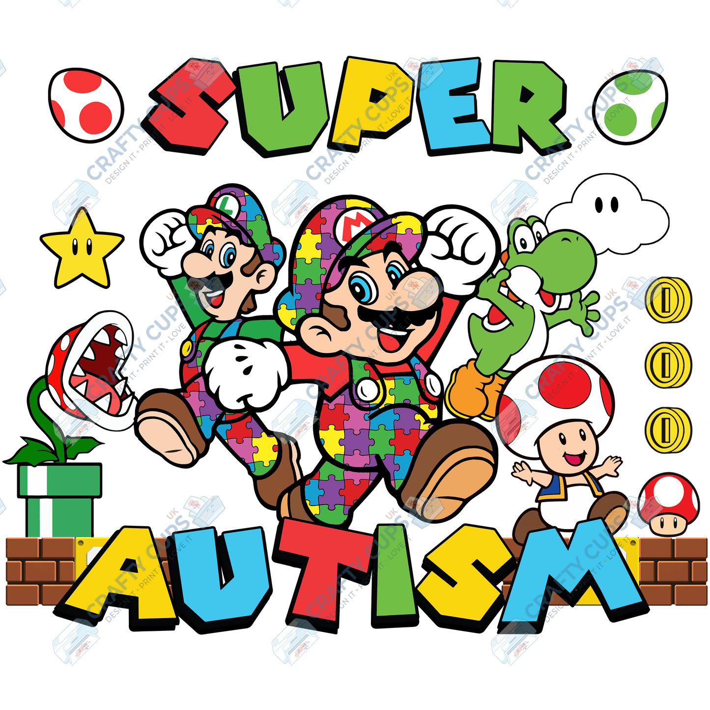 Cartoon Autism Awareness DTF Transfers – Colorful Puzzle Piece Prints for Shirts, Hoodies & Gifts