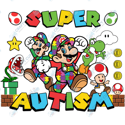 Cartoon Autism Awareness DTF Transfers – Colorful Puzzle Piece Prints for Shirts, Hoodies & Gifts