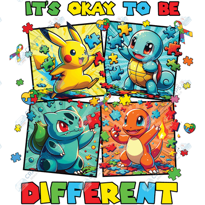 Cartoon Autism Awareness DTF Transfers – Colorful Puzzle Piece Prints for Shirts, Hoodies & Gifts