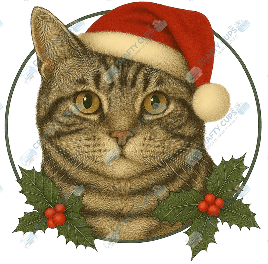 Christmas Cat DTF Transfer – Festive Holiday Design (Part One of Two), Various Sizes