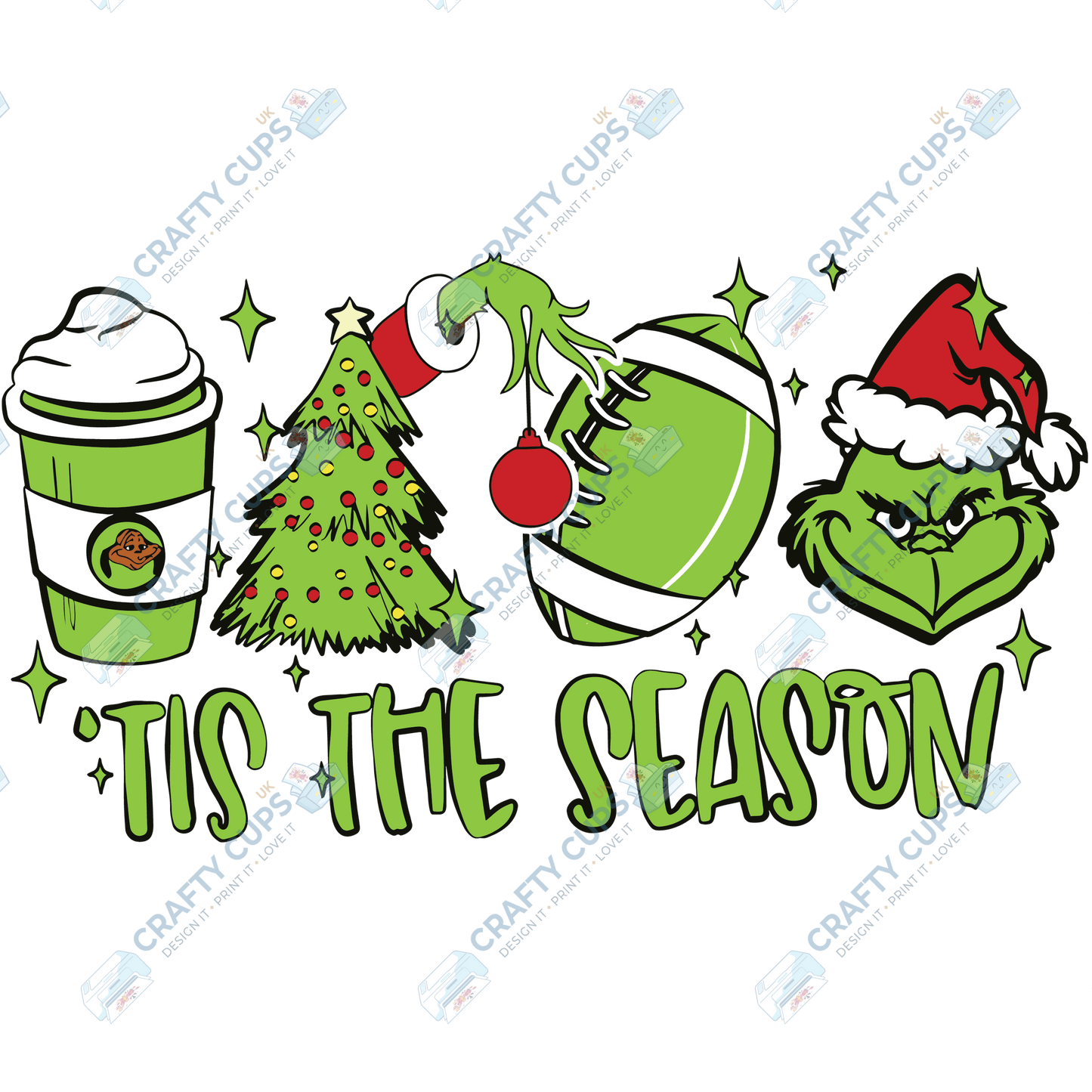 Grinch DTF Transfers – Various Christmas Designs & Sizes (4"–10")