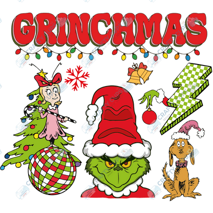 Grinch DTF Transfers – Various Christmas Designs & Sizes (4"–10")
