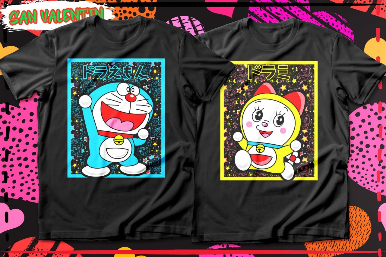 Couples Valentine Cartoon DTF Transfer (Set of 2) | Matching Ready-to-Press Prints