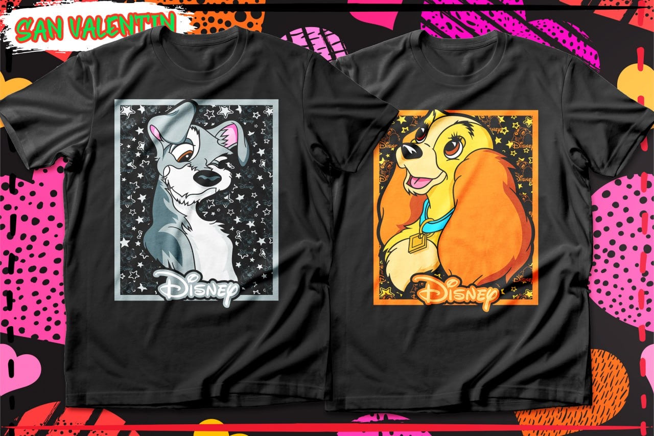 Couples Valentine Cartoon DTF Transfer (Set of 2) | Matching Ready-to-Press Prints