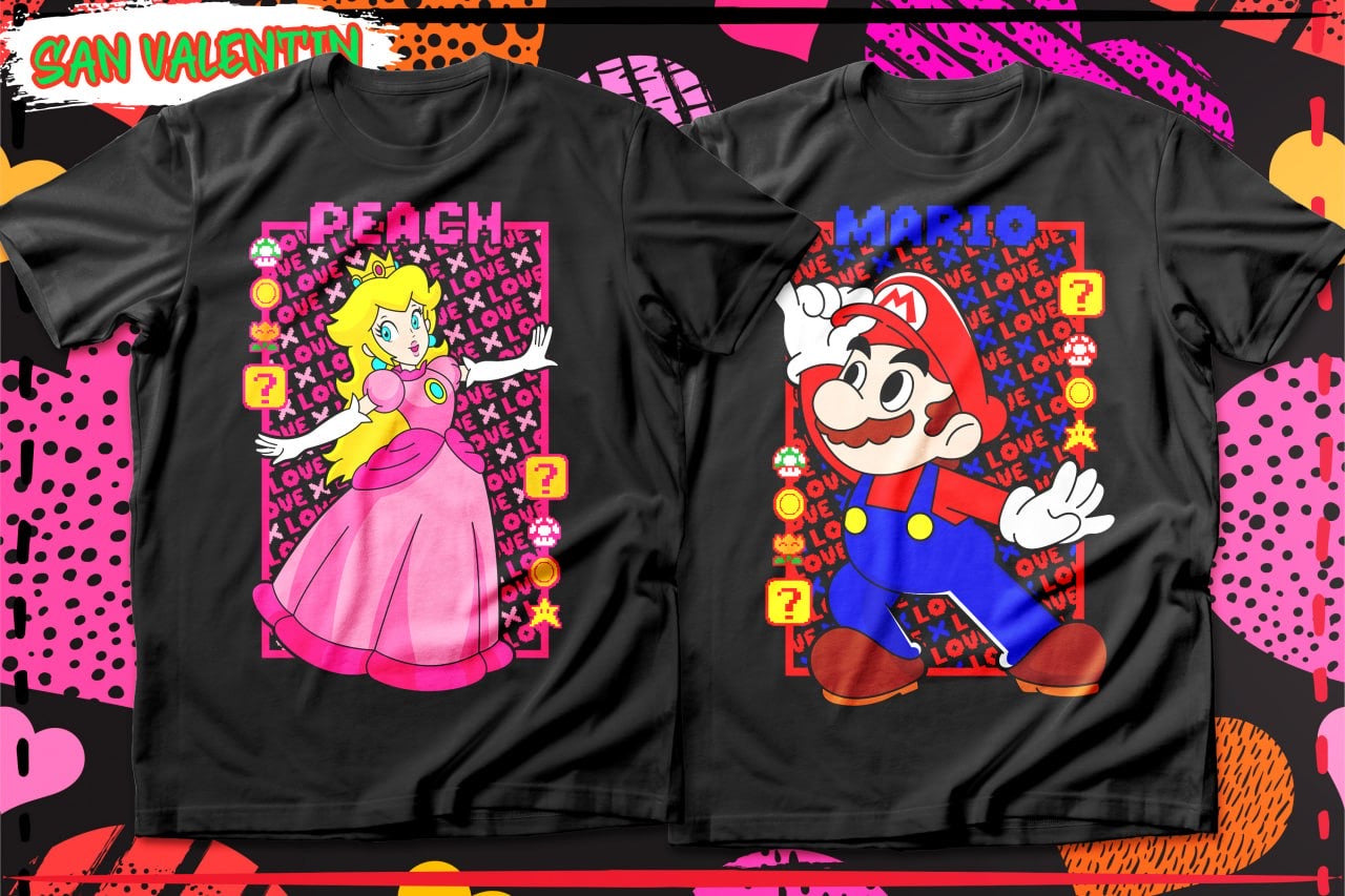 Couples Valentine Cartoon DTF Transfer (Set of 2) | Matching Ready-to-Press Prints