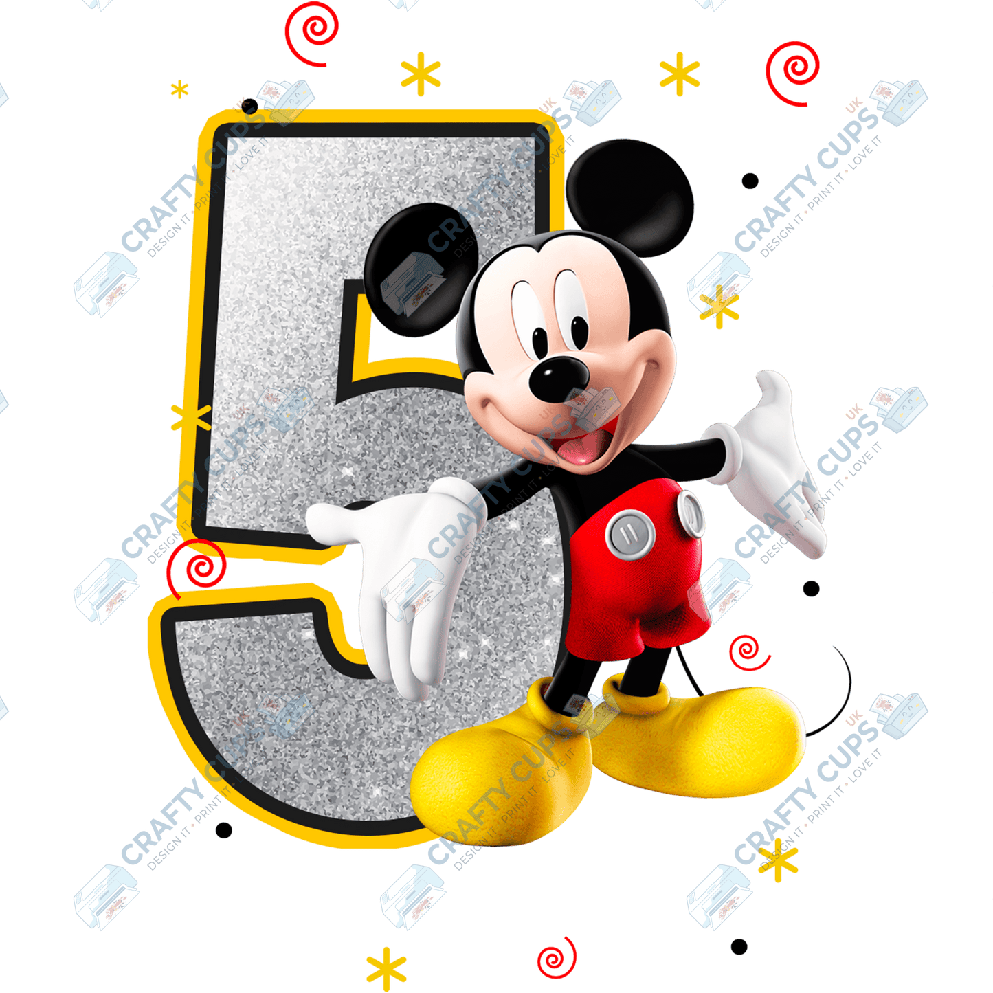 Mouse Birthday DTF Transfer – Ages 1 to 5 | Cute Cartoon Mouse Print for Shirts & Gifts